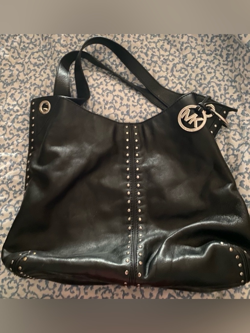 Michael Kors Black Leather Studded Tote Bag